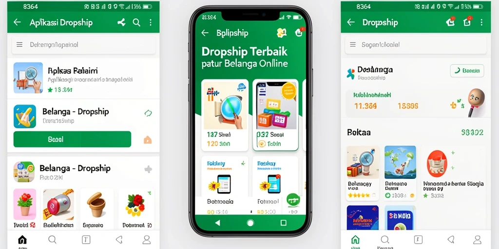 Antarmuka aplikasi 8364 yang memudahkan pengguna berbelanja Dropship.