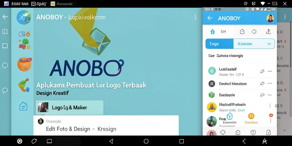 Tampilan antarmuka ANOBOY saat membuat logo dengan fitur kreatif.