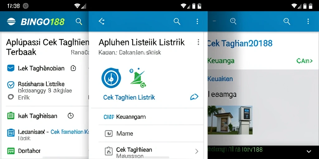 Tampilan antarmuka aplikasi BINGO188 untuk cek tagihan listrik.