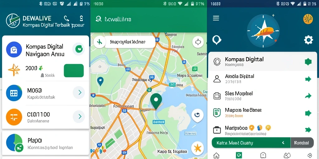 Antarmuka DEWALIVE yang sederhana dan fungsional untuk navigasi kompas digital.