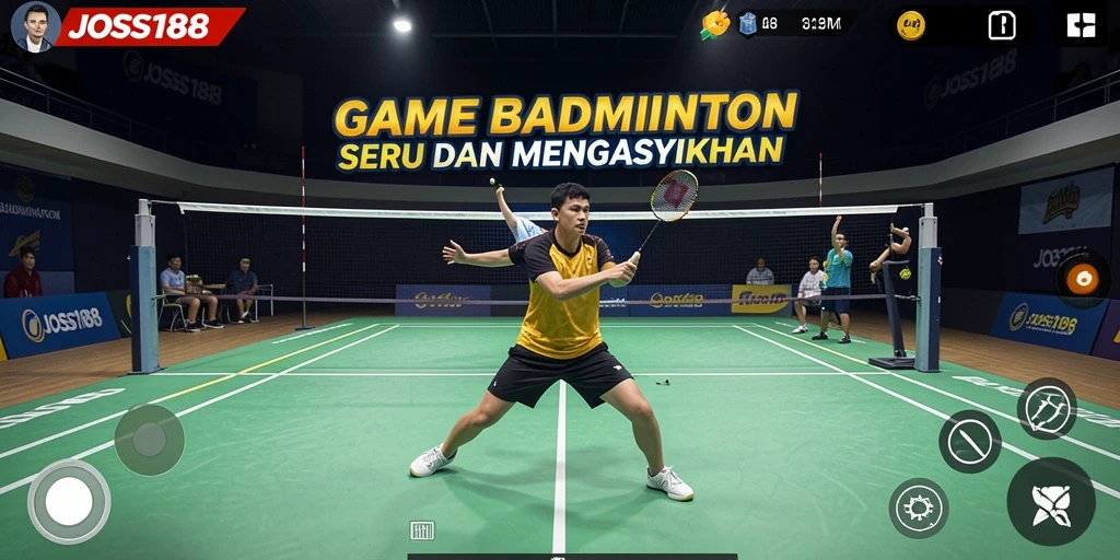 Tampilan antarmuka JOSS188 yang menarik untuk permainan Badminton.