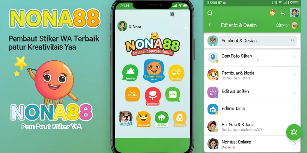 Tampilan antarmuka aplikasi NONA88 untuk Pembuat Stiker WA.