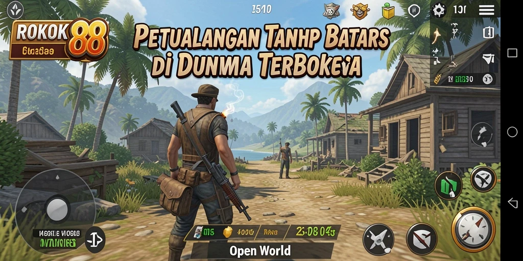 Antarmuka ROKOK88 yang menampilkan eksplorasi dunia terbuka.