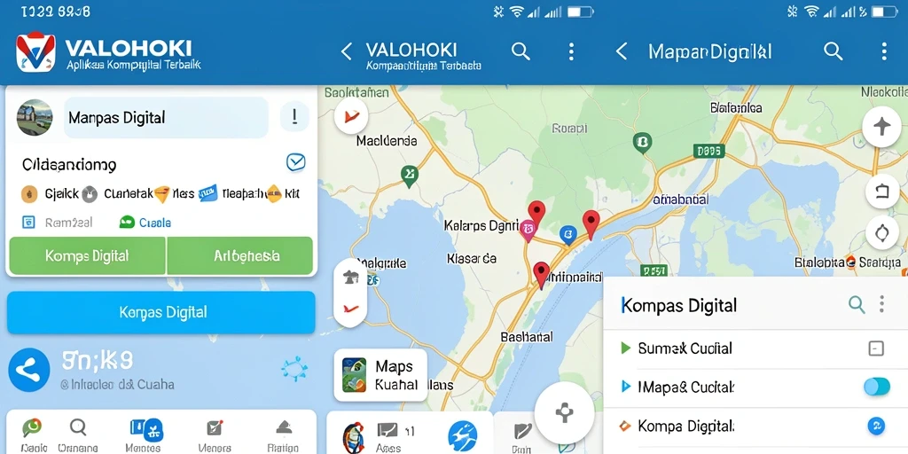 Tampilan antarmuka VALOHOKI menampilkan kompas digital dan informasi cuaca secara jelas.