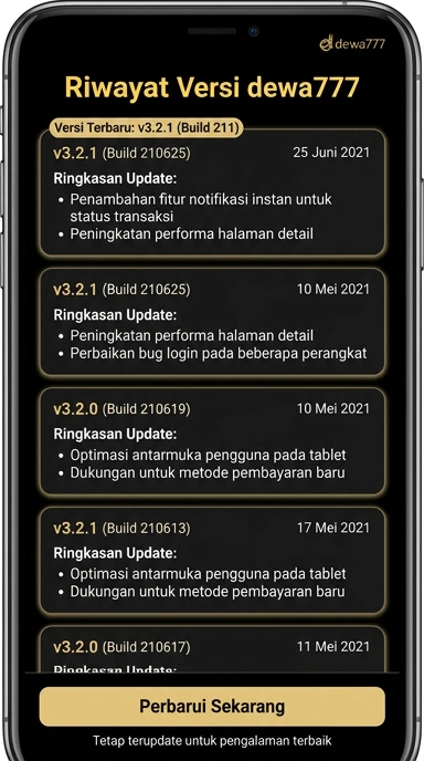 Riwayat Versi Aplikasi dewa777 untuk Android